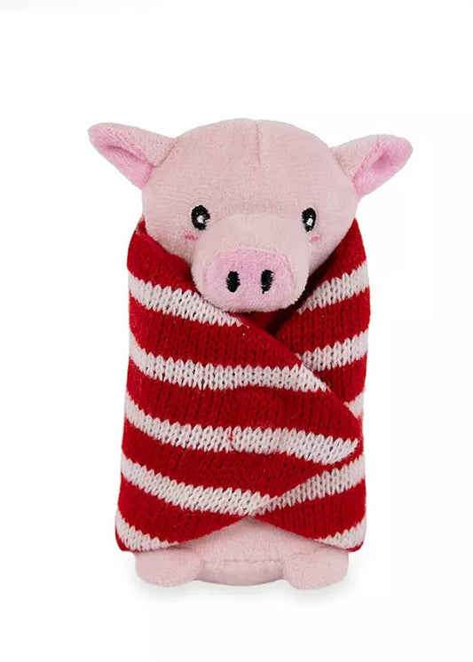 Rosewood Christmas Penny Pig in Blanket Cat Toy