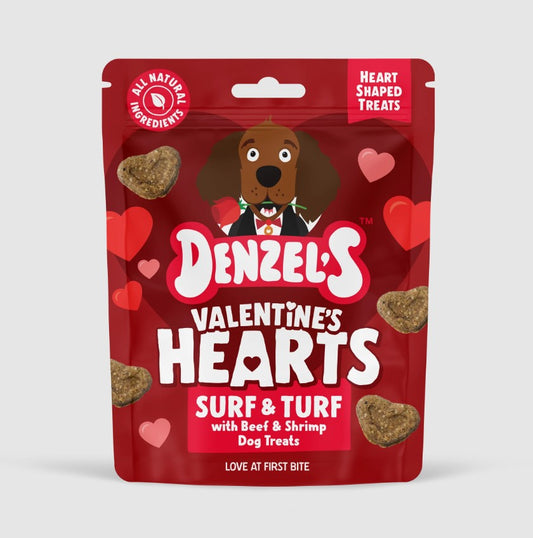 Denzel's Valentines Hearts Surf & Turf Dog Treats 90g