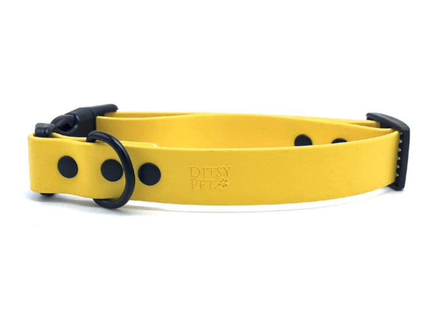 Ditsy Pet Yellow Biothane Quick Release Collar