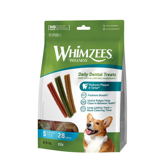 Whimzees Natural Dental Stix Dog Chew Small 28 Pack Bag