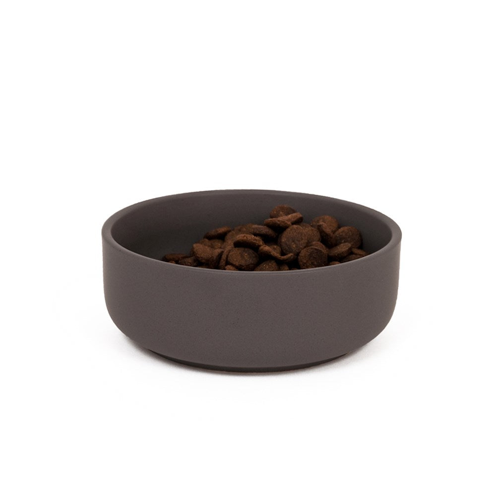 great&small grey stoneware bowl with kibble