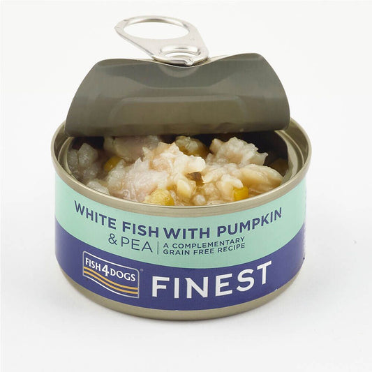 Fish4Dogs Finest White Fish with Pumpkin & Pea Wet Dog Food Can 85g