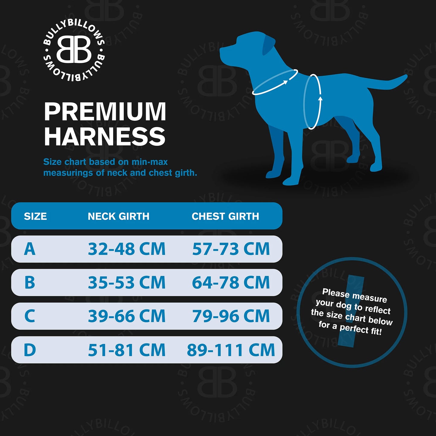 BullyBillows Premium Comfort Dog Harness Turquoise