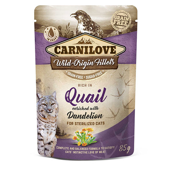 Carnilove Cat Quail with Dandelion Pouch for Sterilised Cats 85g