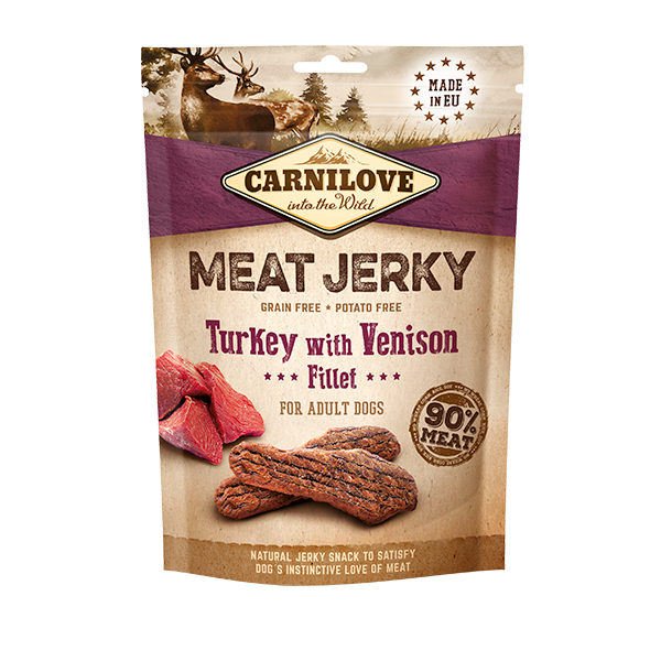 Carnilove Turkey with Venison Fillet Meat Jerky Treats 100g