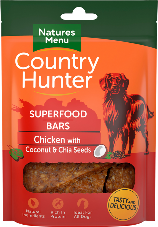 Country Hunter Chicken with Coconut & Chia Seeds Superfood Treat Bars 100g