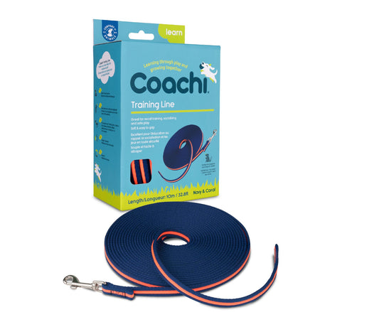 Coachi Dog 10m Training Long Line Navy & Coral