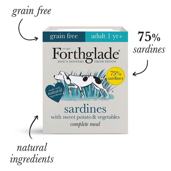 Forthglade Sardines with Sweet Potatoes & Vegetables Wet Dog Food Tray 395g