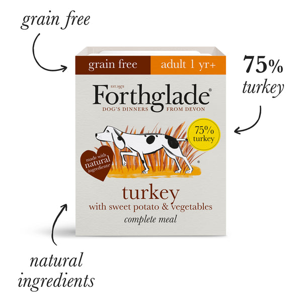 Forthglade Turkey with Sweet Potatoes & Vegetables Wet Dog Food Tray 395g