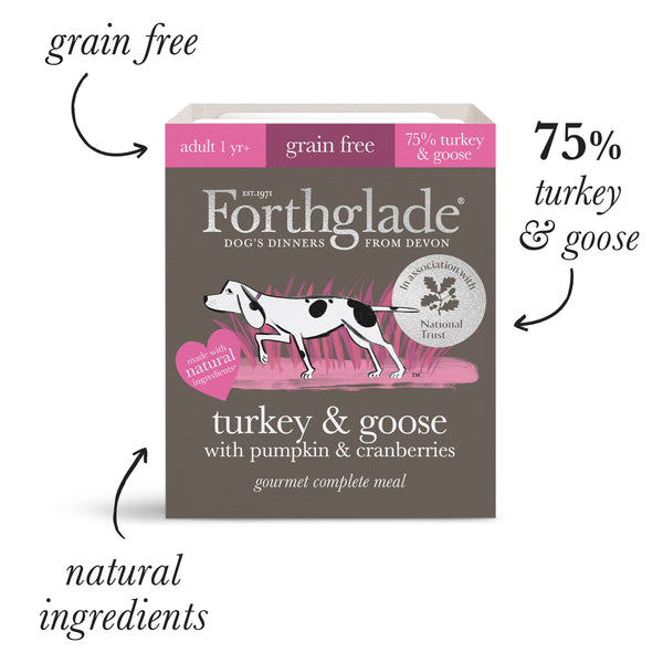 Forthglade Gourmet Turkey & Goose with Pumpkin & Cranberry Wet Dog Food Tray 395g