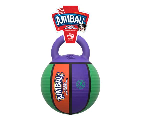 GiGwi 'Jumball ' Multi Coloured Basketball Ball with Rubber Handle