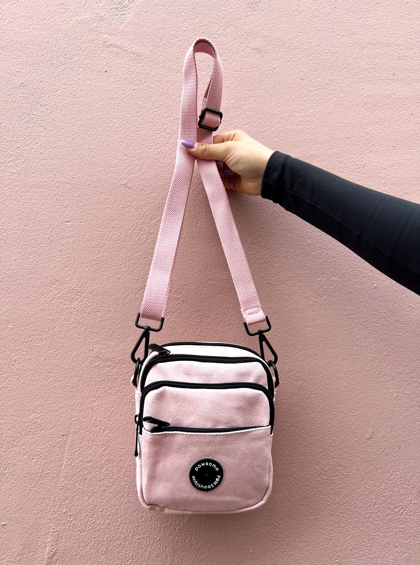 Pawsome Paws Boutique Mini Canvas Dog Walking Bag Baby Pink