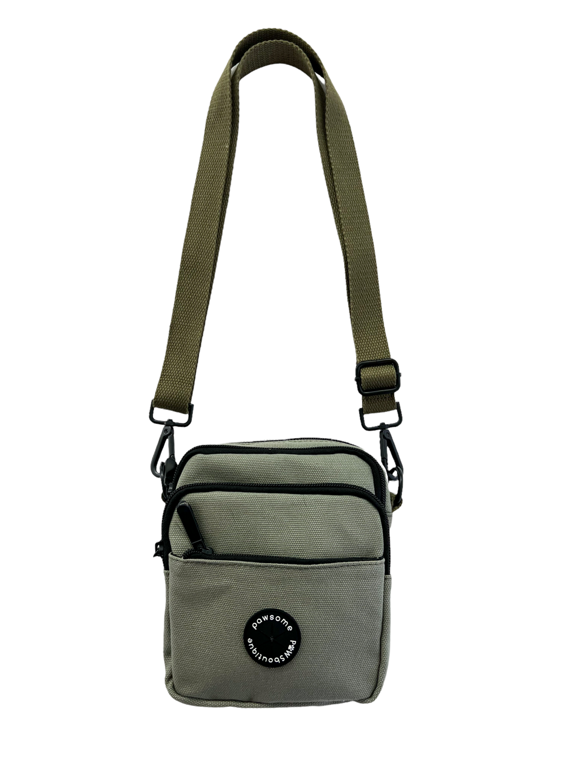 Pawsome Paws Boutique Mini Canvas Dog Walking Bag Khaki