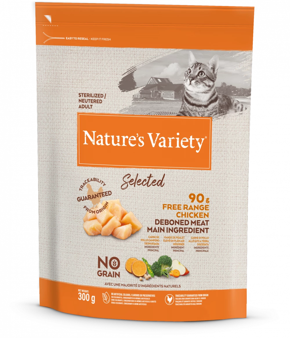 Natures Variety Selected Dry Cat Food for Adult Cats 300g Front of Pack Image