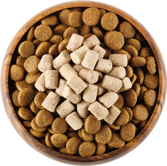 Natures Variety Toppers RAW Freeze Dried Dog Food Treats 120g Pack Beef Raw product image in a bowl beef