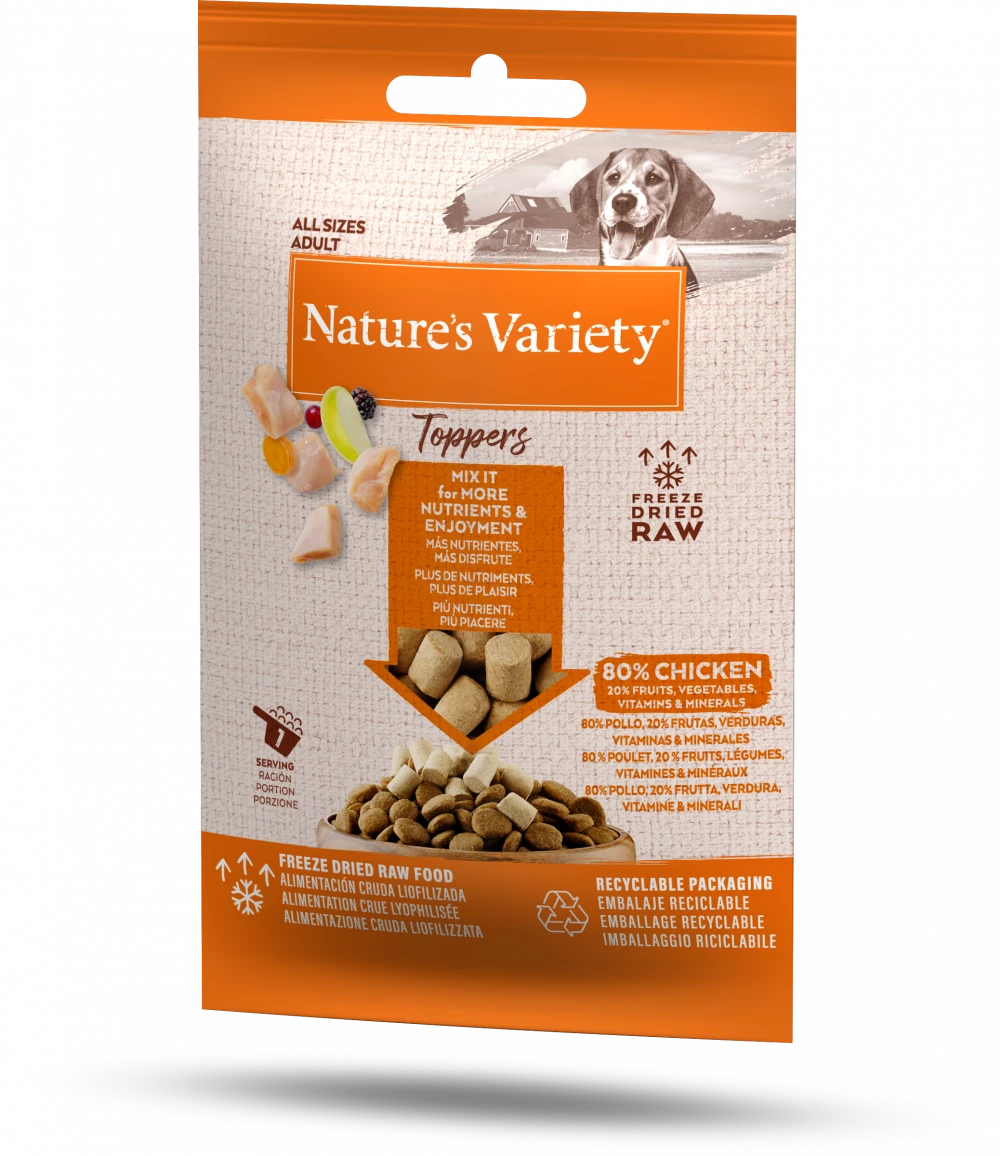 Natures Variety Toppers RAW Freeze Dried Dog Food Treats 15g Pack Chicken