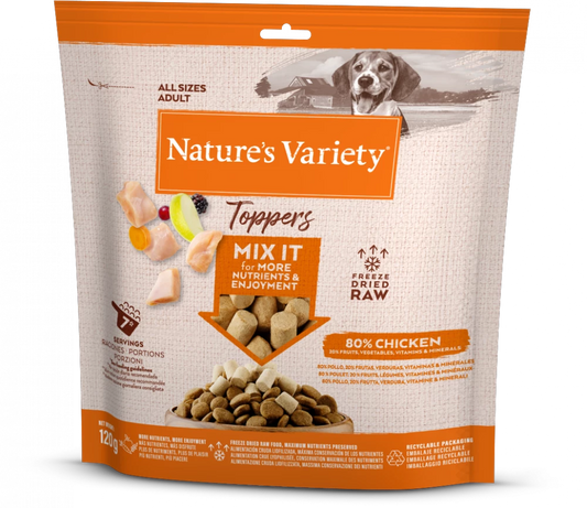 Natures Variety Toppers RAW Freeze Dried Dog Food Treats 120g Pack chicken