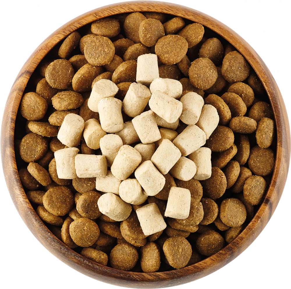 Natures Variety Toppers RAW Freeze Dried Dog Treats Image of RAW product in bowl Chicken