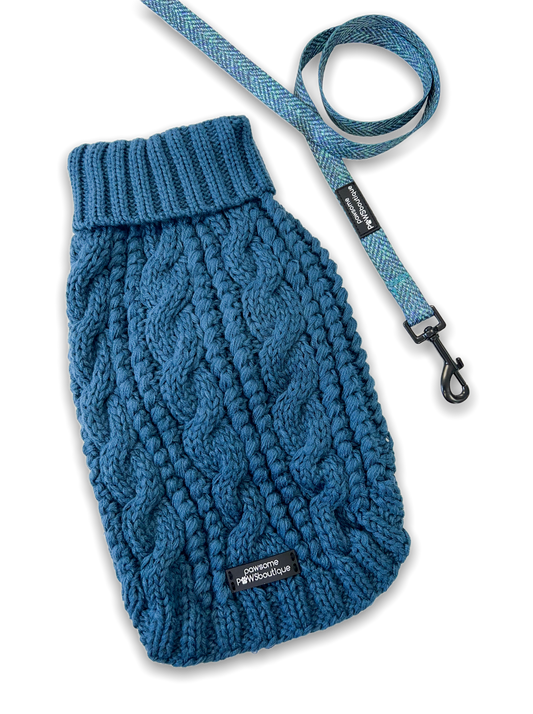 Pawsome Paws Boutique Cable Knit Jumper Teal