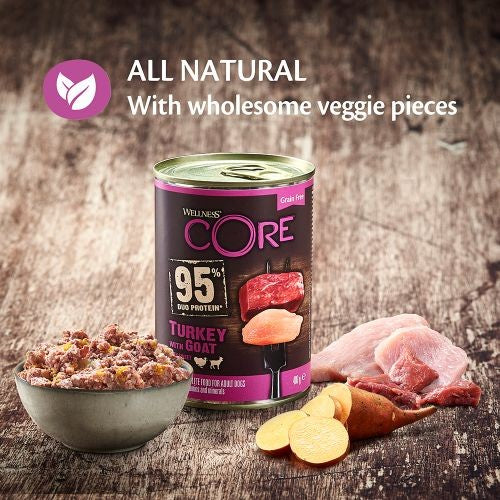 Wellness CORE Can 95% Turkey and Goat with Sweet Potato Grain Free 400g