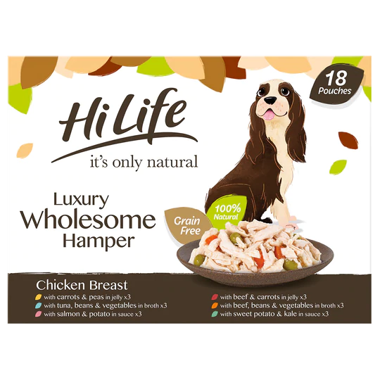 HiLife The Wholesome Hamper Wet Dog Food Multipack Pouches 18 x 100g