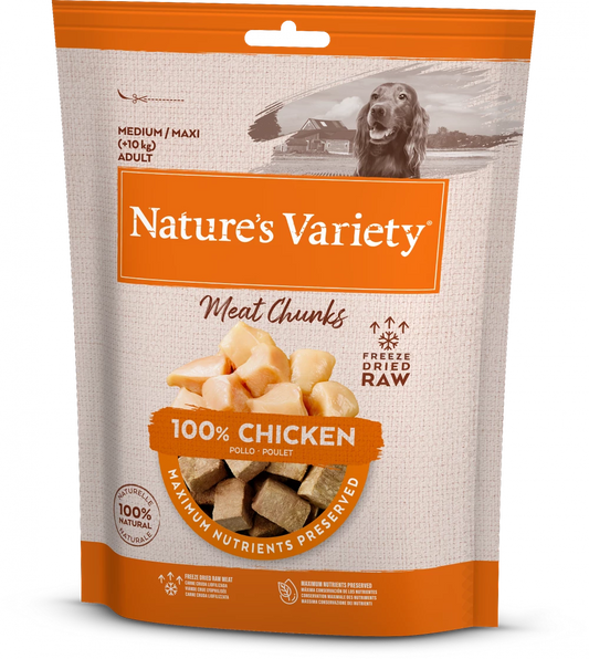 Natures Variety Freeze Dried Meat Chunks 50g Dog Treats Bag Chicken