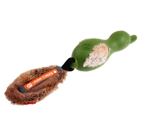 GiGwi Push to Mute Duck with Plush Tail Green