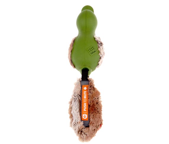 GiGwi Push to Mute Duck with Plush Tail Green