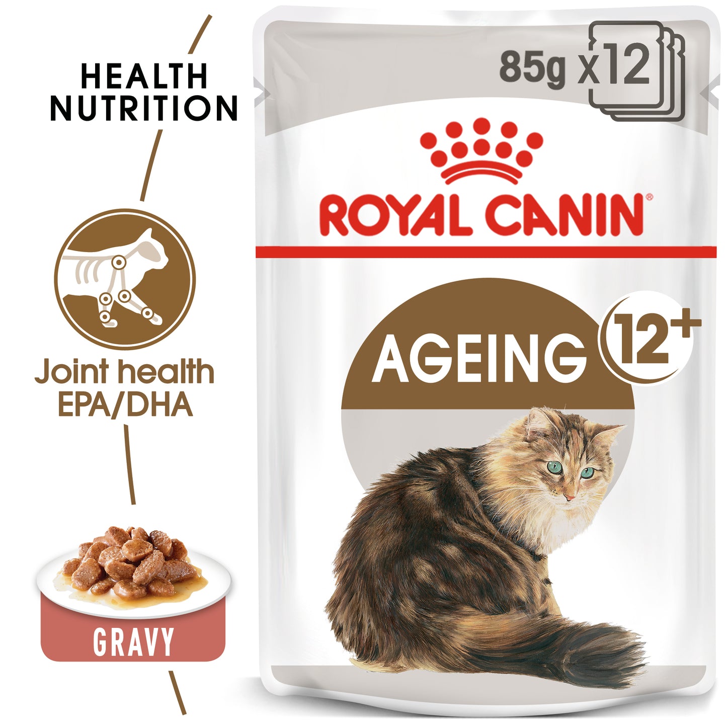 Royal Canin Ageing 12+ in Gravy Wet Cat Food Pouches 12 x 85g